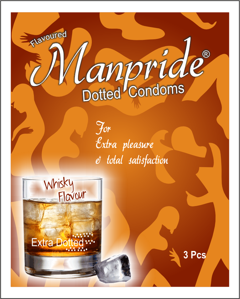 Whisky Flavour  Manpride Dotted Condoms 3 Pcs